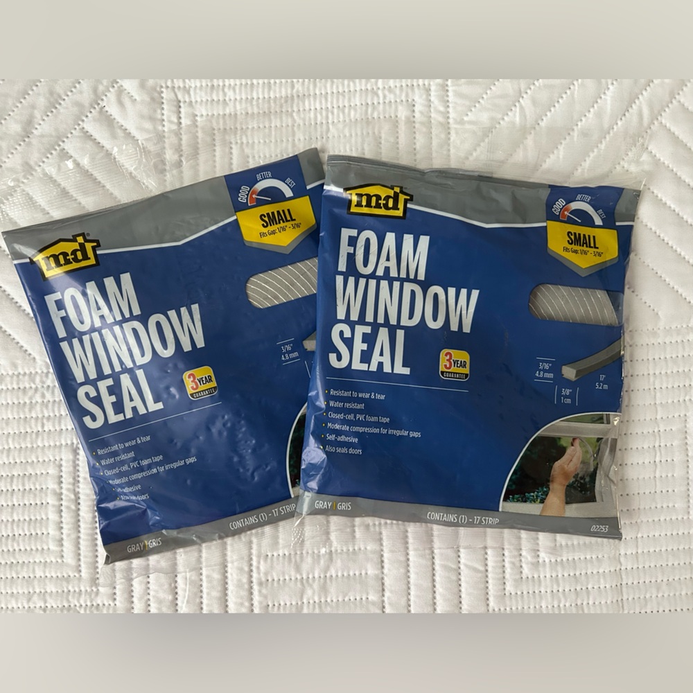 M-D Foam (2 Pk.) Weather Stripping Tape For Doors and Windows Small Gray 17 ft.